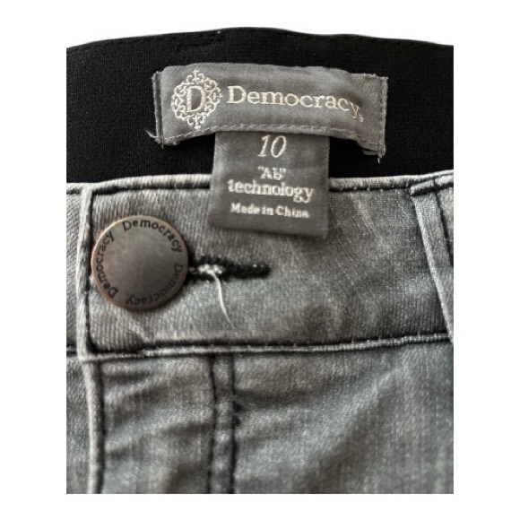 DEMOCRACY AB Technology jeans, sz 10,light black-gray denim straight leg midrise - Picture 3 of 6